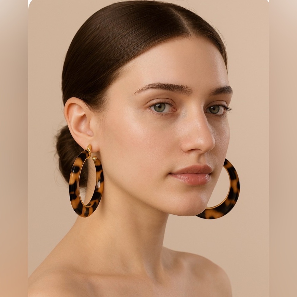 Tortoise Shell Hoop Earrings
